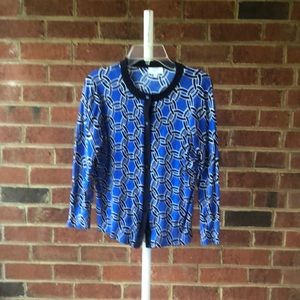 Crown & Ivy Cardigan: Royal & Navy Blue Circles